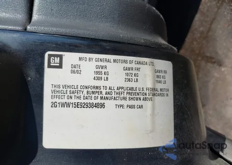 2002 Chevrolet Monte Carlo Ls z USA, uszkodzony, nr VIN 2G1WW15E929384896